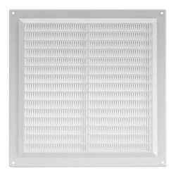 Περσίδα εξαερισμού λευκή 250x250mm πλαστική τετράγωνή Europlast VR2525 με πλέγμα προστασίας