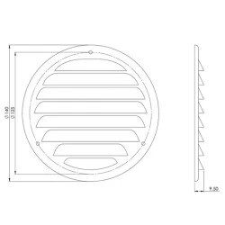 Περσίδα εξαερισμού στρόγγυλη inox Φ100mm Europlast MR100I με πλέγμα προστασίας