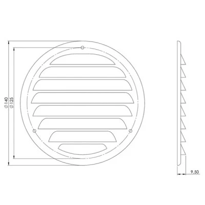 Περσίδα εξαερισμού στρόγγυλη inox Φ100mm Europlast MR100I με πλέγμα προστασίας