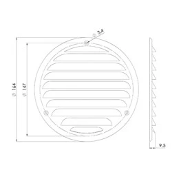 Περσίδα εξαερισμού στρόγγυλη inox Φ125mm Europlast MR125i με πλέγμα προστασίας