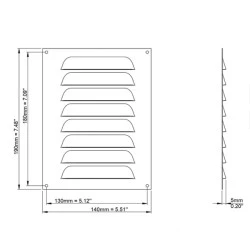 Γρίλια - περσίδα εξαερισμού MR1419AL 140x190mm αλουμινίου με πλέγμα προστασίας