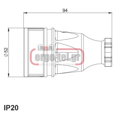 Βιομηχανικό φις σούκο θηλυκό καουτσούκ 16A 250V~ IP44 PCE 2510-S
