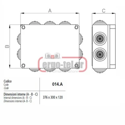 Κουτί διακλάδωσης εξωτερικό 376X300X120mm στεγανό IP65 ορθογώνιο Marlanvil 014A Κουτί διακλάδωσης εξωτερικό 376X300X120mm στεγανό IP65 ορθογώνιο Marlanvil 014A