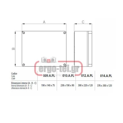 Κουτί χειρισμού εξωτερικό MARLANVIL 010A.PL 238x190x90mm με αδιαφανές καπάκι στεγανό IP66