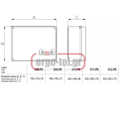 Κουτί χειρισμού εξωτερικό MARLANVIL 010PK 243x190x90mm με διαφανές καπάκι στεγανό IP66 Κουτί χειρισμού εξωτερικό MARLANVIL 010PK 243x190x90mm με διαφανές καπάκι στεγανό IP66