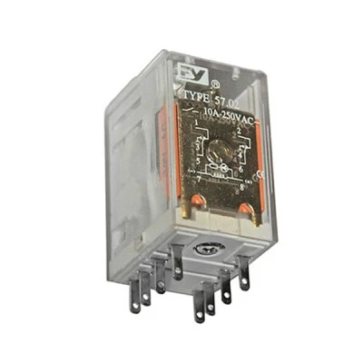 Ρελέ μίνι τύπου λυχνίας 48V AC 5A 8 πόδια 2 επαφές με LED & TEST μπουτόν