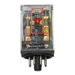 Ρελέ τύπου λυχνίας 24V DC με 8 πόδια 2 επαφές LED & TEST μπουτόν