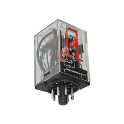 Ρελέ τύπου λυχνίας 110V AC με 8 πόδια 2 επαφές LED & TEST μπουτόν