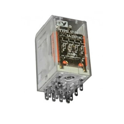 Ρελέ μίνι τύπου λυχνίας 6V AC 5A με 14 πόδια 4 επαφές LED & TEST μπουτόν