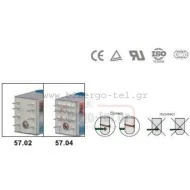 Μικρορελέ τετράγωνο 14ποδών 57.04 6Α 4επαφών 4C/O 230VAC με ενσωματωμένο LED ALION Μικρορελέ τετράγωνο 14ποδών 57.04 6Α 4επαφών 4C/O 230VAC με ενσωματωμένο LED ALION