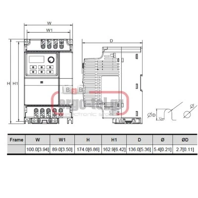 Ρυθμιστής στροφών (INVERTER) DELTA VFD004EL21A είσοδος 1x230V & έξοδος 3x380V 0,4Kw 0,5HP 2,5A