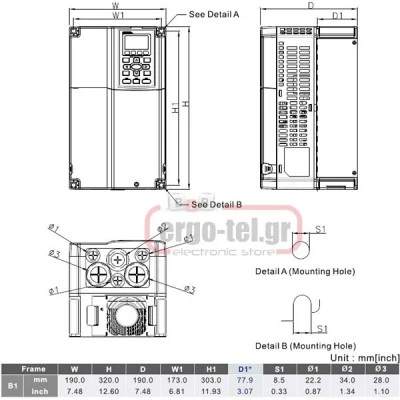 Ρυθμιστής στροφών (INVERTER) DELTA VFD150E43A τριφασικός 3x380V 15KW 20HP 32A έλεγχος VECTOR