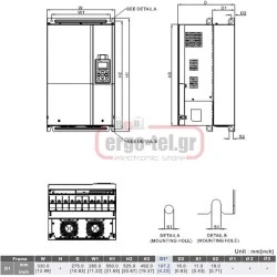 Ρυθμιστής στροφών (INVERTER) 45KW 60HP 91A για εφαρμογές ανεμιστήρων & αντλιών DELTA VFD450CP43S