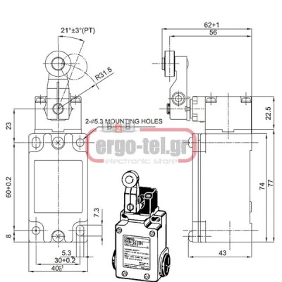 Διακόπτης τέρματος D4B-1111N μεταλλική σειρά D4B IP65 LONGJING Διακόπτης τέρματος D4B-1111N μεταλλική σειρά D4B IP65 LONGJING
