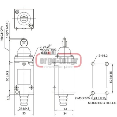 Διακόπτης τέρματος LL8HL-5200 ΜΙΝΙ μεταλλική σειρά με IP65 LONGJING