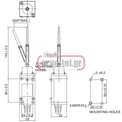 Διακόπτης τέρματος LL8HL-5300 ΜΙΝΙ μεταλλική σειρά με IP65 LONGJING
