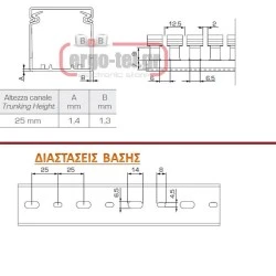 Κανάλι πίνακα διάτρητο πλαστικό διαστάσεις 25x25mm γκρι Arnocanali V6K2525