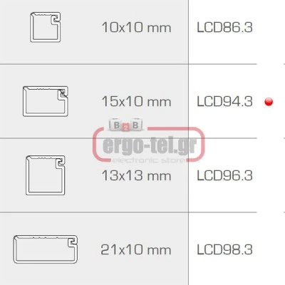 Κανάλι αυτοκόλλητο MINI LCD94.3 ηλεκτρολογικών εγκαταστάσεων διαστάσεις 15X10 λευκό ARNOCANALI