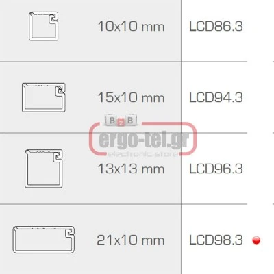 Κανάλι αυτοκόλλητο MINI LCD98.3 ηλεκτρολογικών εγκαταστάσεων διαστάσεις 21X10 λευκό ARNOCANALI