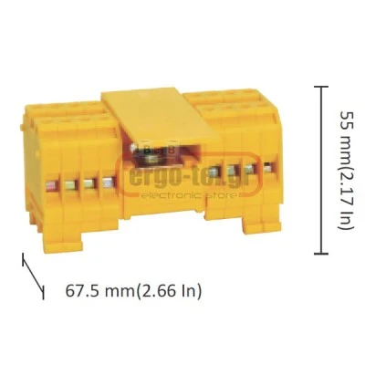 Μπλοκ διανομής ράγας 1 εισόδου 25mm2 68Α/800V - 8 εξόδων 4mm2 34Α/800V FDBK 1Χ8