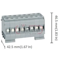 Μπλοκ διανομής ράγας 8 εισόδων 10mm2 61Α/800V - 8 εξόδων 10mm2 61Α/800V DBK 8