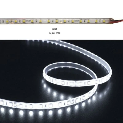 LED ταινία 5m ECO ισχύος 14.4W 24VDC ψυχρό λευκό φως 60LED/m στεγανή IP67