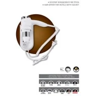 Σεσουάρ για ξενοδοχεία ισχύος 1500W 220-240V με πρίζα & προστασία υπερθέρμανσης σε λευκό χρώμα