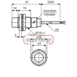 Επαγωγικός διακόπτης Φ18 (47mm) μεταλλικός στεγανός IP67 12-24VDC εμβέλεια 8mm 2 καλ.-NC PRT18-8DC
