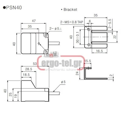 Επαγωγικός διακόπτης τετράγωνος 40x40 12-24VDC εμβέλεια 20mm NPN - NO PSN40 – 20DN Επαγωγικός διακόπτης τετράγωνος 40x40 12-24VDC εμβέλεια 20mm NPN - NO PSN40 – 20DN