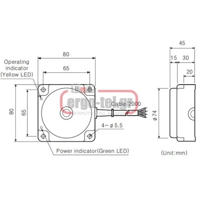 Επαγωγικός διακόπτης τετράγωνος 80x80 12-48VDC εμβέλεια 50mm PNP - NO + NC AS80-50DP3