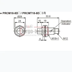 Επαγωγικός διακόπτης σύνδεσης Φ18 με CONNECTOR M12 12-24VDC εμβέλεια 8mm PNP - NO PRCM18-8DP