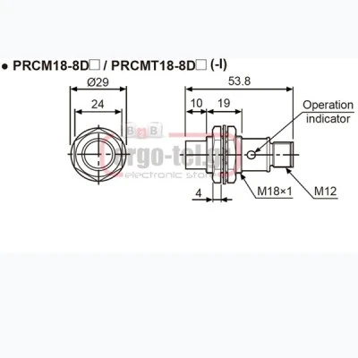 Επαγωγικός διακόπτης σύνδεσης Φ18 με CONNECTOR M12 12-24VDC εμβέλεια 8mm PNP - NO PRCM18-8DP