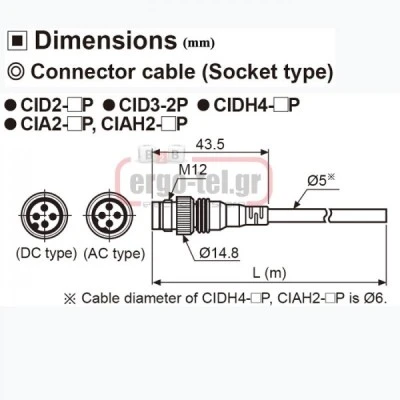 Καλώδιο PVC CONNECTOR τύπου PLUG 2m με ευθύγραμμο CONNECTOR CID3-2P