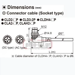 Καλώδιo PVC connector τύπου PLUG 2m με γωνιακό CONNECTOR CLD3-2P