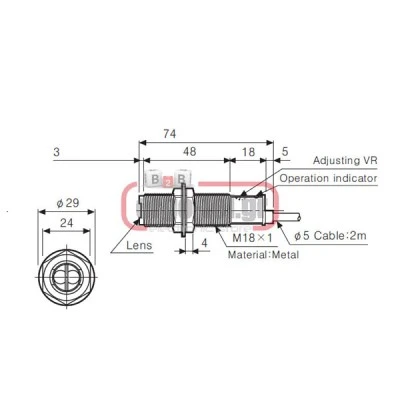 Φωτοκύτταρο με απευθείας ανάκλαση 12-24VDC απόσταση ανίχνευσης 40cm AUTONICS PNP ορειχάλκινο
