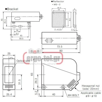 Φωτοκύτταρο απευθείας ανάκλασης 24VDC απόσταση ανίχνευσης 0.1-5m έξοδος:NPN & PNP BX5M-MDT-T