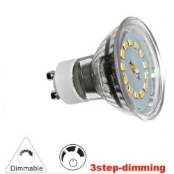 Λάμπα led SMD GU10 ντιμαριζόμενη 3 επιπέδων 5W 230V δέσμης 110° 6200K λευκό ψυχρό φως