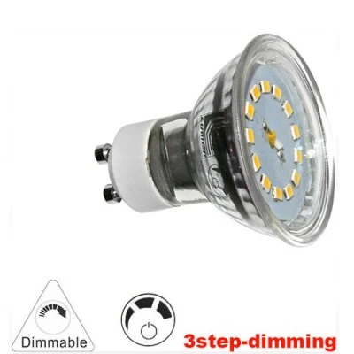 Λάμπα led SMD GU10 ντιμαριζόμενη 3 επιπέδων 5W 230V δέσμης 110° 6200K λευκό ψυχρό φως