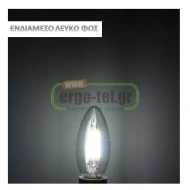 Λάμπα led filament COG κερί Ε14 4W 230V 4000k ενδιάμεσο φως δέσμης 360° 480lm με διάφανο κάλυμμα