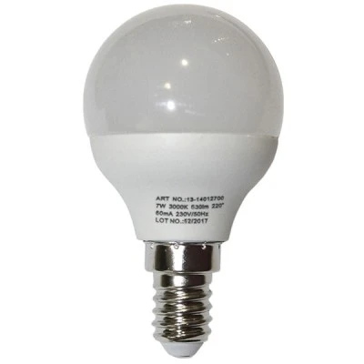 Λάμπα LED σφαιρική E14 7W 230V θερμό λευκό φως 3000k 700 Lumen δέσμης 220° 20000h Λάμπα LED σφαιρική E14 7W 230V θερμό λευκό φως 3000k 700 Lumen δέσμης 220° 20000h