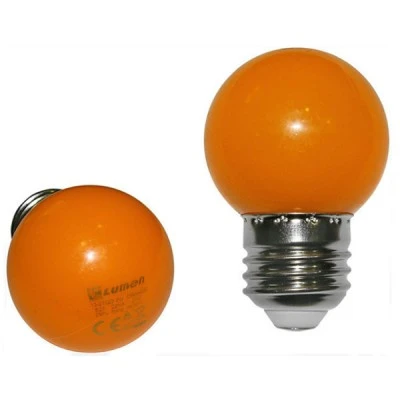Λάμπα led SMD σφαιρική Ε27 Ø45mm 2W 230V πορτοκαλί (Amber) φως δέσμης 330° και πορτοκαλί κάλυμμα