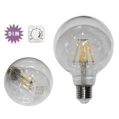 Λάμπα led Globe COG Φ95 Ε27 ισχύος 10W 230V διάφανη ντιμαριζόμενη 2800k θερμό λευκό φως 1200lm
