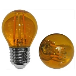 Λάμπα led G45 σφαιρική Ø45mm E27 ισχύος 2W 230V πορτοκαλί χρώμα ευρείας δέσμης 330°