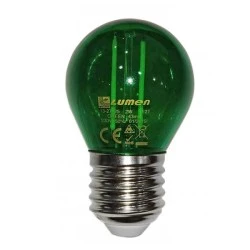 Λάμπα led G45 σφαιρική Ø45mm Ε27 2W 230V πράσινο χρώμα ευρείας δέσμης 330°
