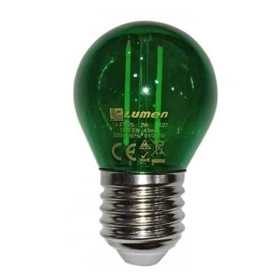 Λάμπα led G45 σφαιρική Ø45mm Ε27 2W 230V πράσινο χρώμα ευρείας δέσμης 330° Λάμπα led G45 σφαιρική Ø45mm Ε27 2W 230V πράσινο χρώμα ευρείας δέσμης 330°