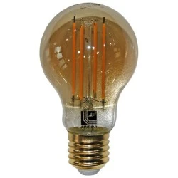 Λάμπα led Filament cog τύπου αχλάδι μελί Α60 E27 6W θερμό λευκό φως 2200k 600 Lumen