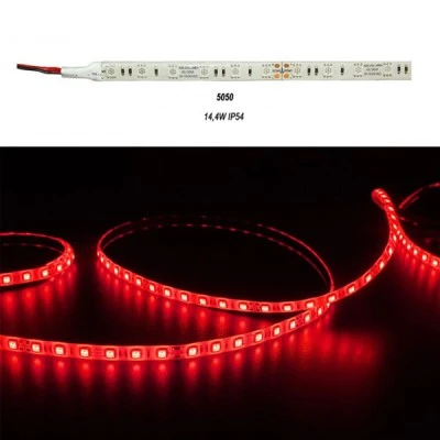 LED ταινία 5m ECO ισχύος 14.4W 24VDC κόκκινο φως 60LED/m στεγανή IP54