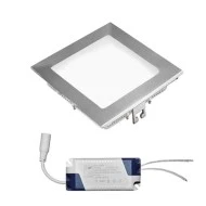 Led panel slim λευκό τετράγωνο χωνευτό ισχύος 12W 230V 4000K ενδιάμεσο φως δέσμης 120° 850lm