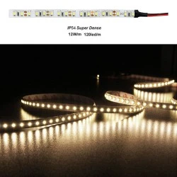 Led ταινία 5m Super Dense ισχύος 12W/m 12VDC 120LED/m λευκό θερμό φως IP54