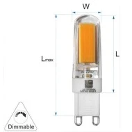 Λάμπα led κεραμική COB G9 ισχύος 2.5W 230VAC ντιμαριζόμενη δέσμης 360° 3000K θερμό φως